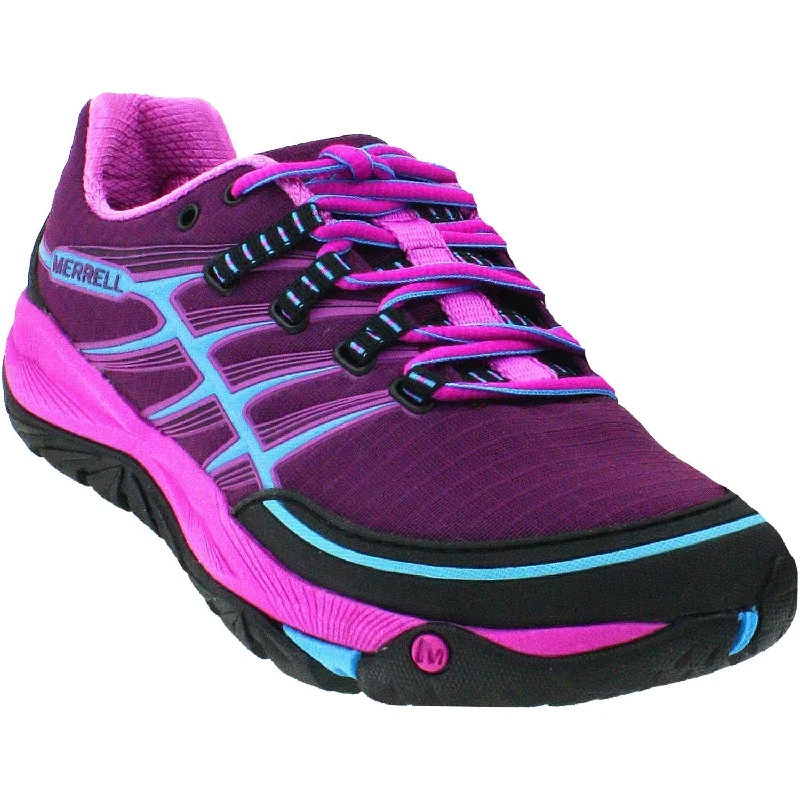 Athletic shoes with arch support-Women's Merrell All Out Rush Purple/Horizon Blue Mesh