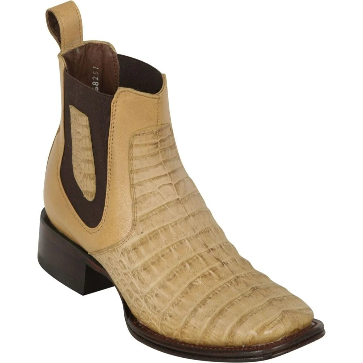 Ankle Boots with flexible soleAnkle Boots with flexible soleLos Altos 82BV8251 Men's Grasso Honey Genuine Caiman Belly Wide Square Toe Ankle Boots