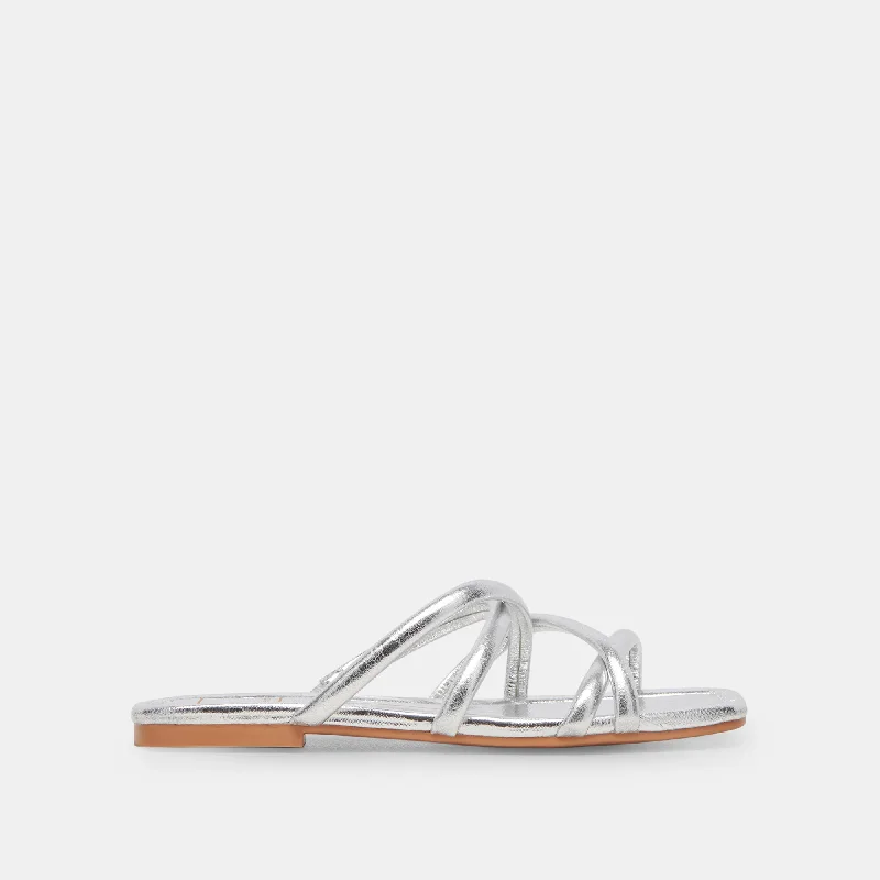 Sandals with durable stitching-LANZA SANDALS SILVER METALLIC STELLA