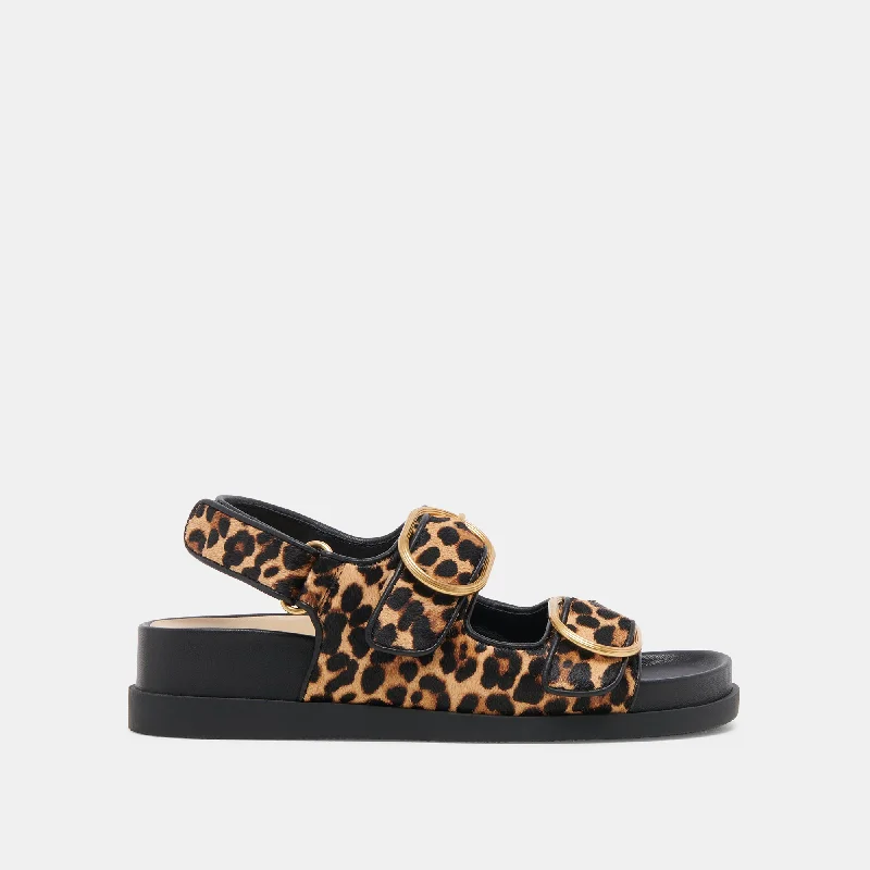 Sandals for casual strolls-STARLA SANDALS LEOPARD BLACK CALF HAIR