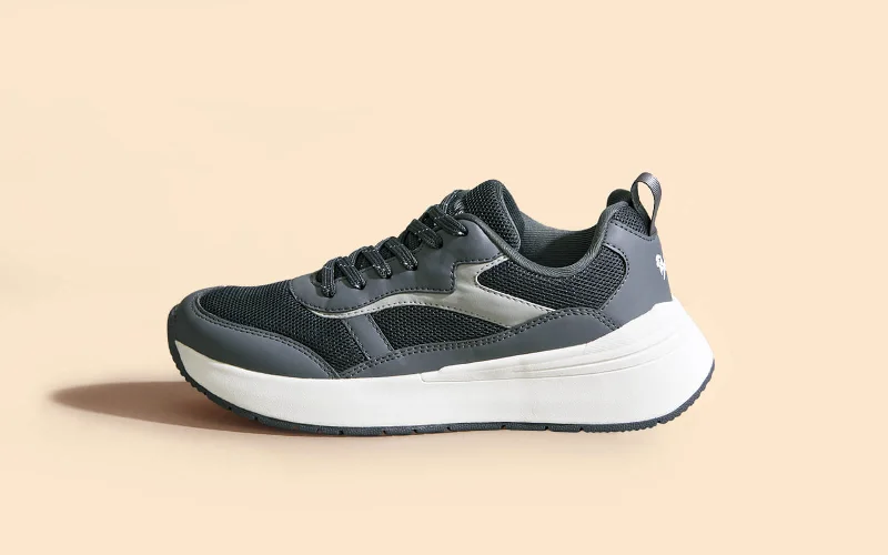 Athletic shoes with fun heels-Cosmo Comfort Sneakers : Grey-Black