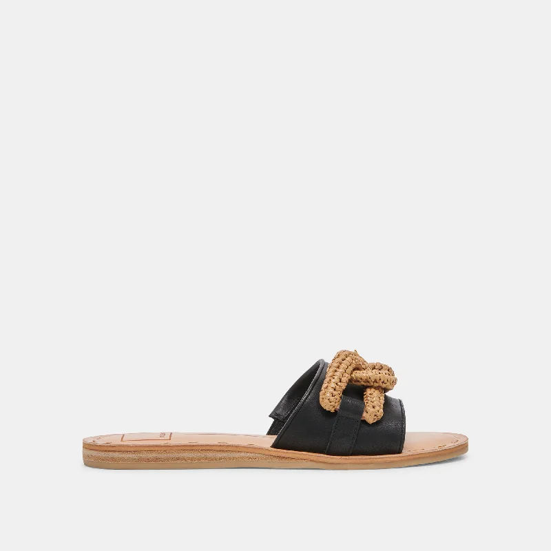 Sandals for poolside lounging-DESA SANDALS BLACK LEATHER