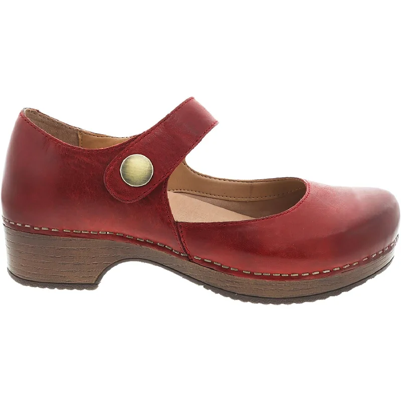 casual shoes for men with easy-to-wear slip-on loafers-Women's Dansko Beatrice Red Waxy Burnished Leather