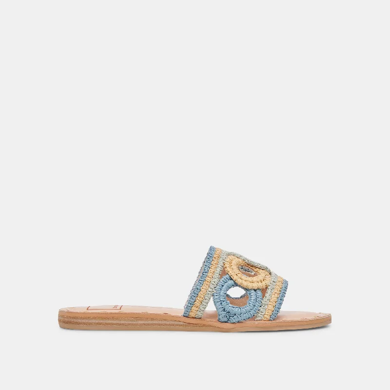 Sandals for casual Fridays-DANY SANDALS BLUE MULTI RAFFIA