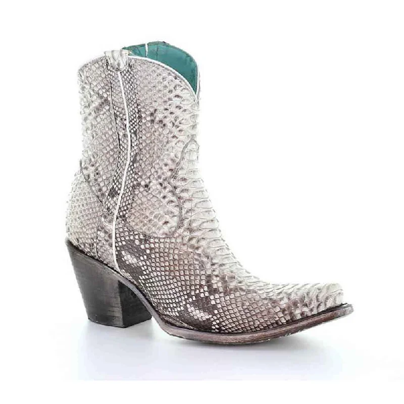 Ankle Boots for trendy looksAnkle Boots for trendy looksCorral White Genuine Python Ankle Boots with Side Zipper