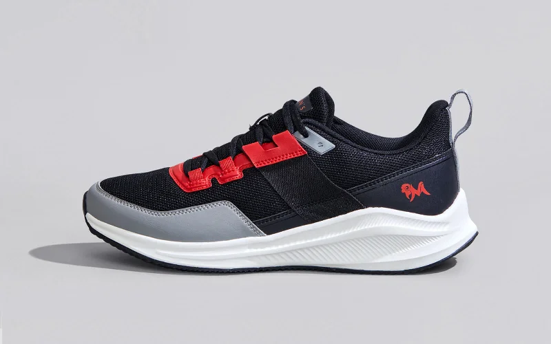 Athletic shoes for fast hikes-The Exuberants : Black-Red-Grey