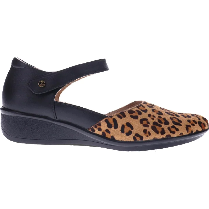 casual shoes for women with wide fit for extra comfort-Women's Revere Osaka Leopard/Black French Leather