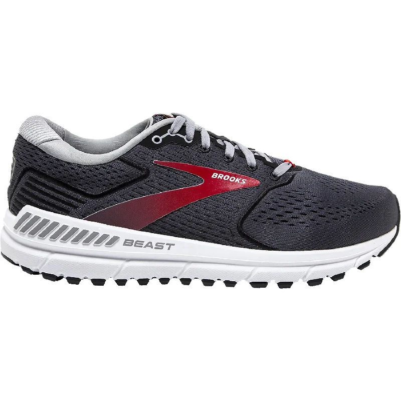 Comfortable athletic shoes for walking-Men's Brooks Beast 20 Blackened Pearl/Black/Red Mesh