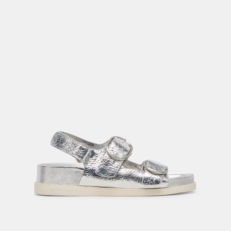 Sandals for athletic use-STARLA SANDALS SILVER DISTRESSED LEATHER