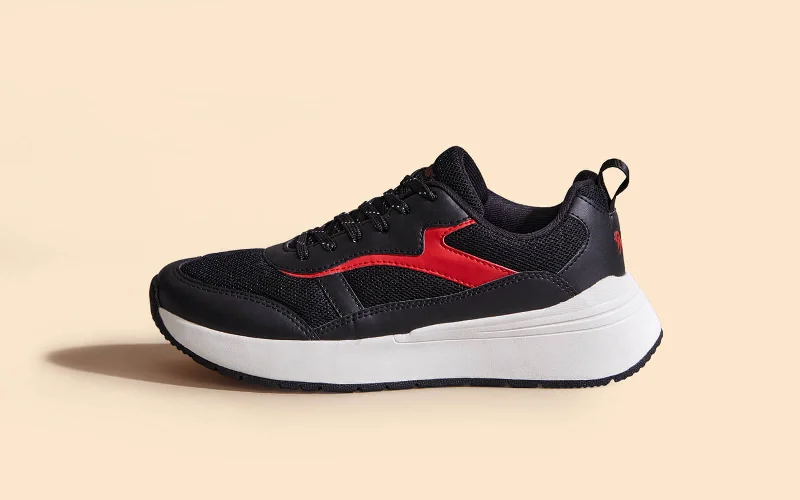 Athletic shoes for city runs-Cosmo Comfort Sneakers : Black-Red