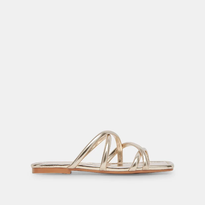 Sandals for coastal adventures-LANZA SANDALS LIGHT GOLD METALLIC STELLA