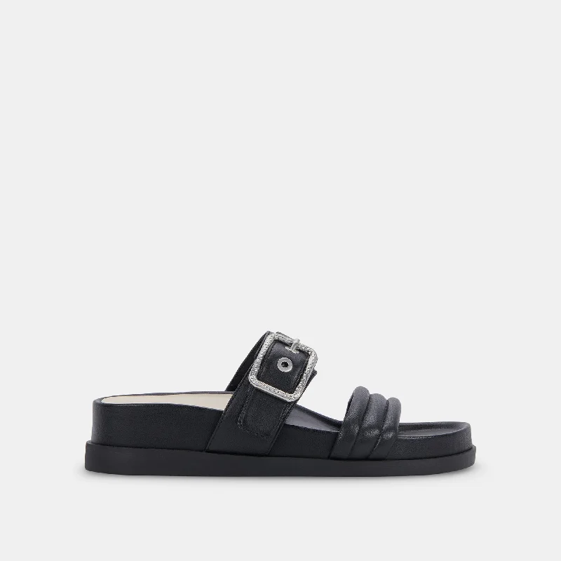 Sandals for warm trips-SHAILA SANDALS BLACK LEATHER