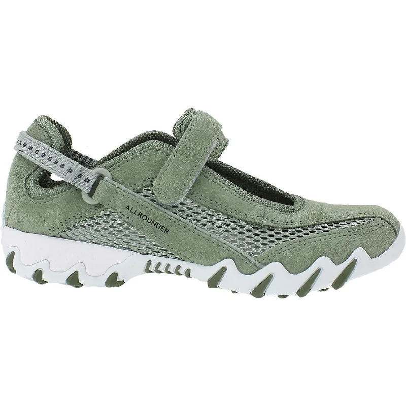 Athletic shoes for wide feet-Women's Allrounder by Mephisto Niro Light Militaire Green Suede