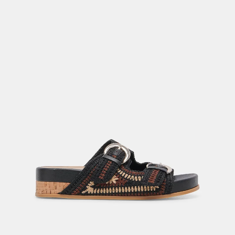 Sandals with padded straps-RALLI SANDALS BLACK MULTI KNIT