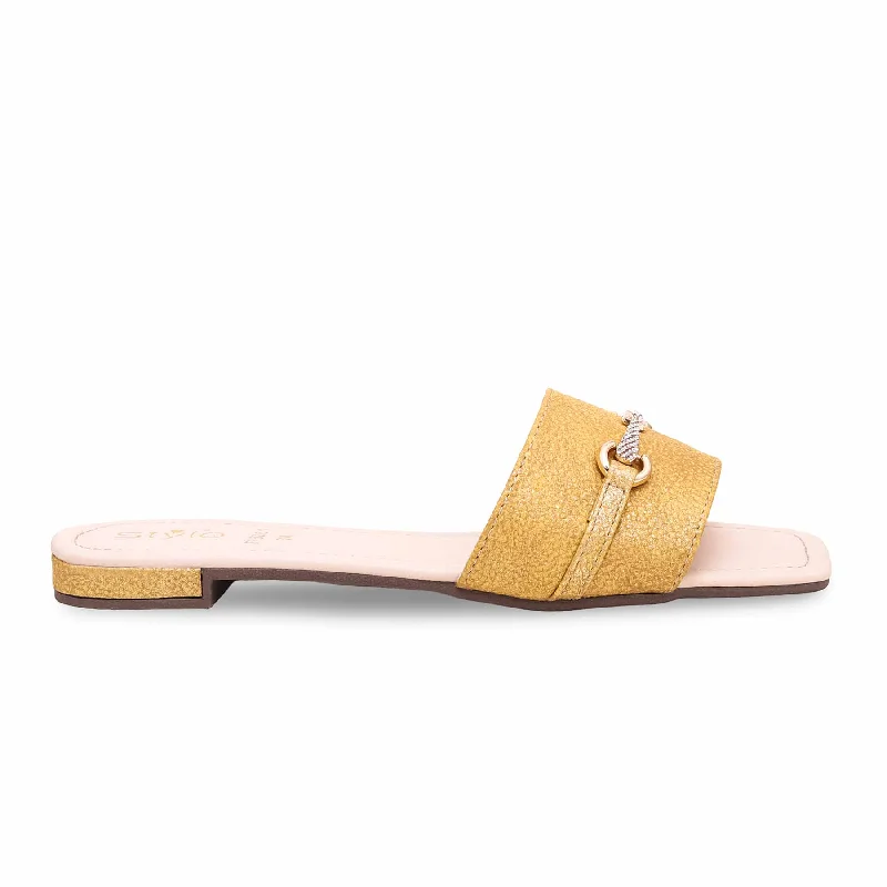 Comfortable Slippers for Women with Outdoor Friendly Sole-Yellow Formal Slipper FR8261