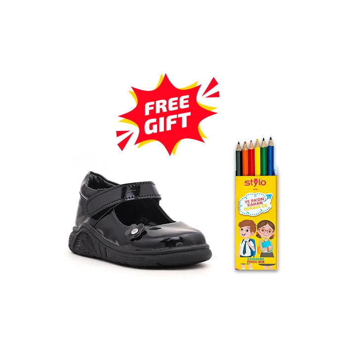 Girls Black School Shoes SK0046