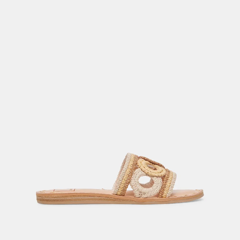 Sandals with flexible sole-DANY SANDALS NATURAL MULTI RAFFIA