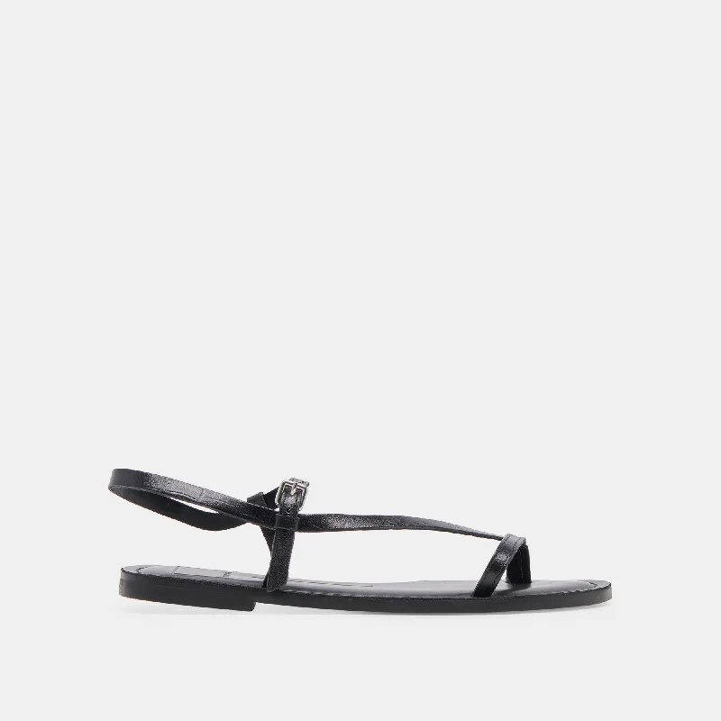 Sandals with stylish heels-WANDRE SANDALS NOIR EMBOSSED LEATHER