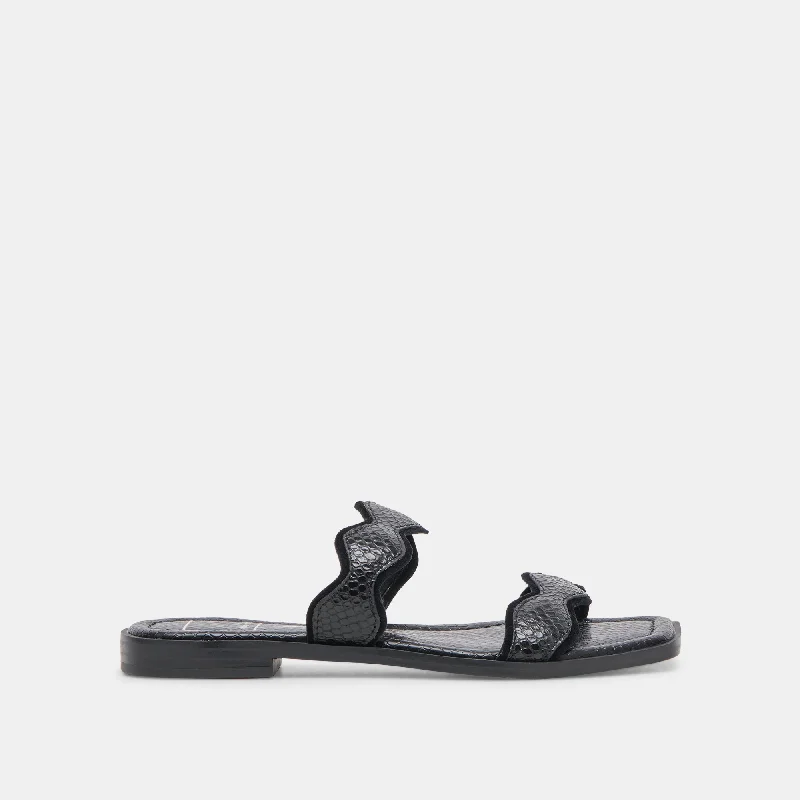 Sandals with sleek finish-ILVA SANDALS ONYX EMBOSSED LEATHER