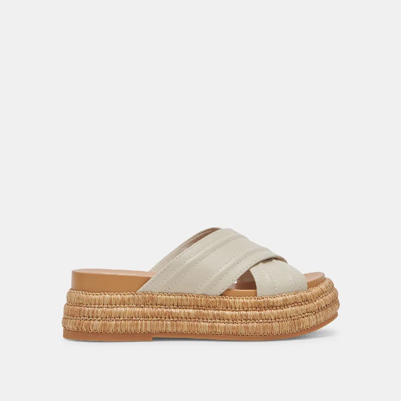 Sandals with rubber sole-WESLEE SANDALS IVORY LEATHER