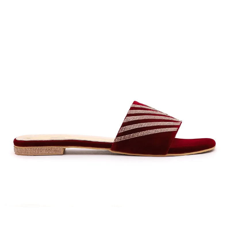 Cozy Slippers for Women with Stylish Toe Accent-Maroon Fancy Slipper FN7713