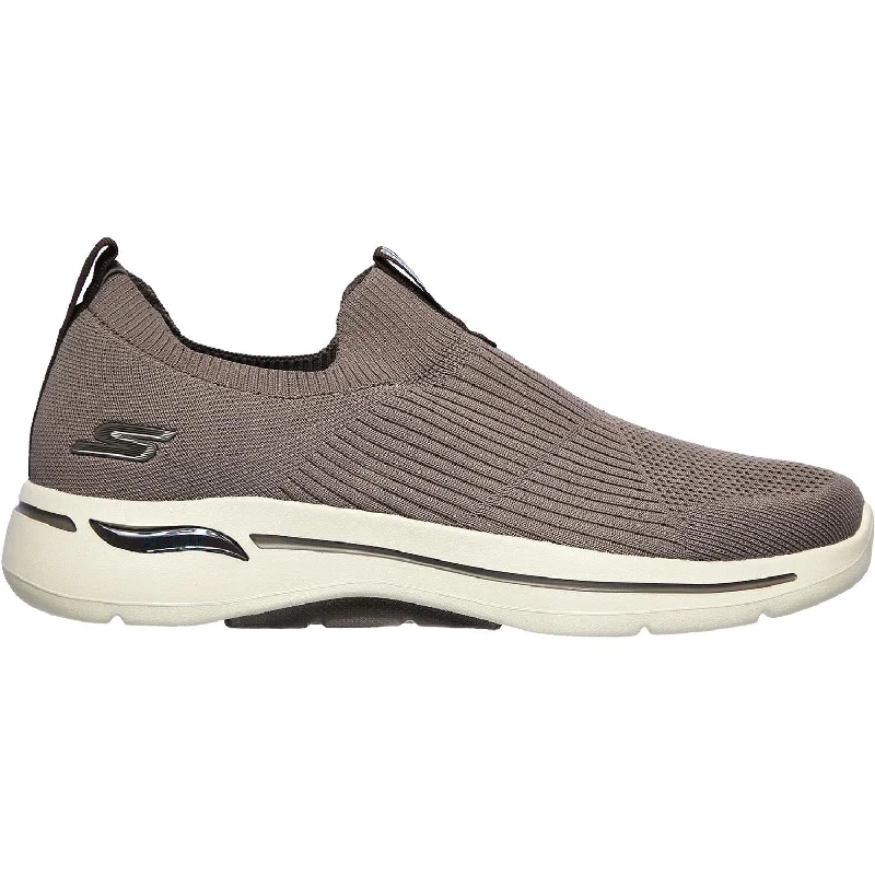 Athletic shoes with thick soles-Men's Skechers GOwalk Arch Fit Iconic Taupe/Brown Mesh