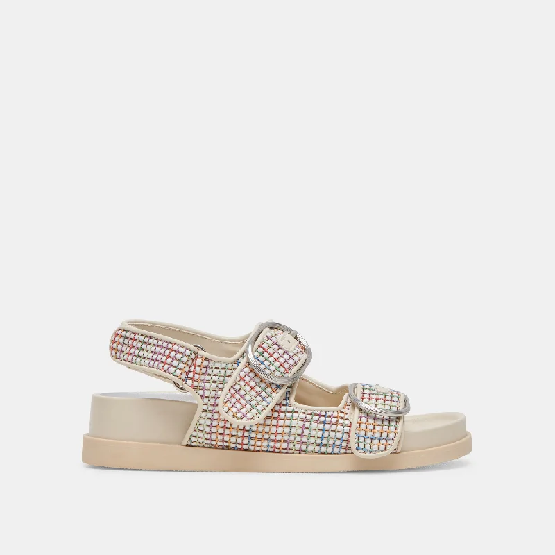 Sandals with comfy fit-STARLA PRIDE SANDALS WHITE MULTI RAFFIA