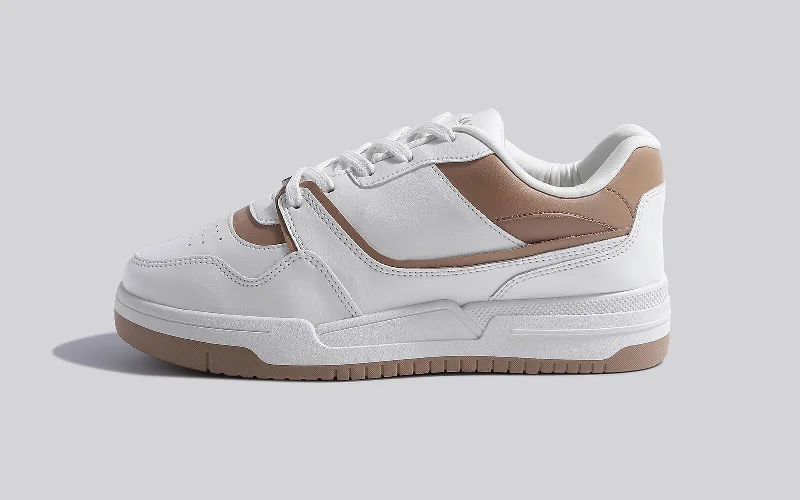 Athletic shoes with bright soles-The SneakPops : White Tan