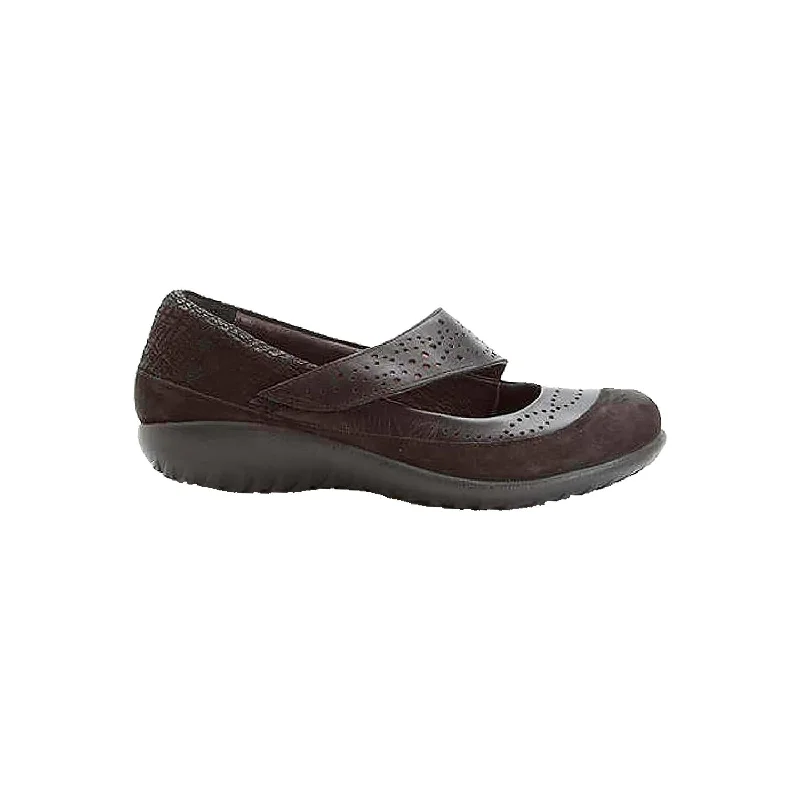 casual shoes for women with slip-resistant sole for safety-Women's Naot Aroha Black Nubuck/Leather