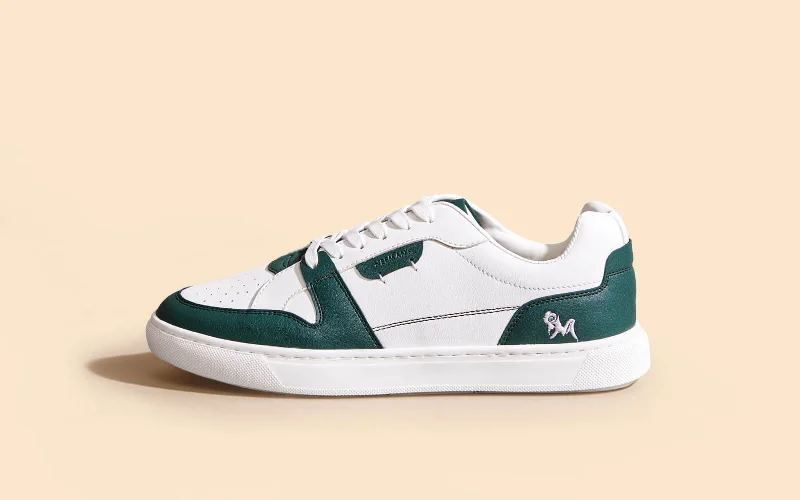 Athletic shoes with cool heels-Retro Slick Sneakers : Green and White