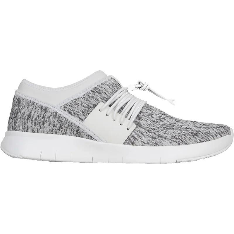 casual shoes for women with color-blocked design for a modern touch-Women's Fit Flop Artknit Lace Up Trainer White Fabric